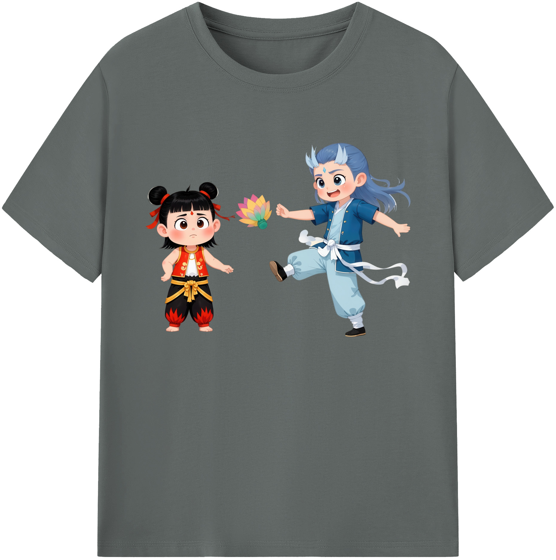 （画像用） Ne Zha 2 ナタ 魔童の大暴れ 綿100％ メンズ半袖Tシャツ｜肌触りやわらか＆通気性